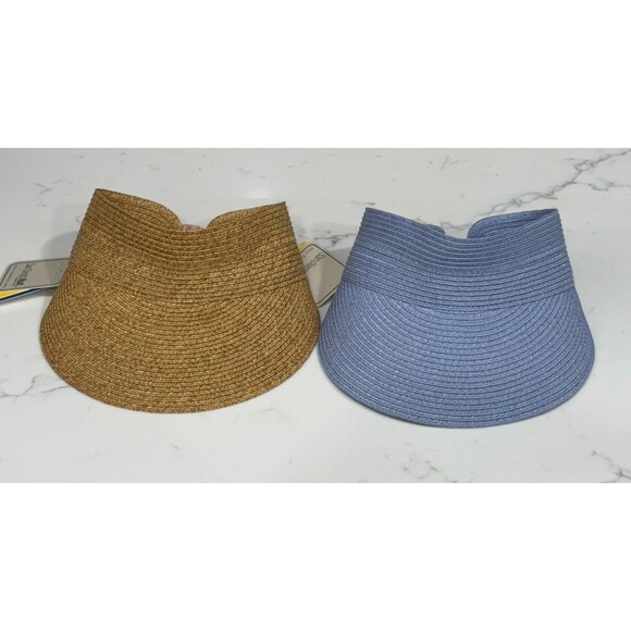 Stylish Brown and Blue Women\'s Visor Hat Set UPF 50+
